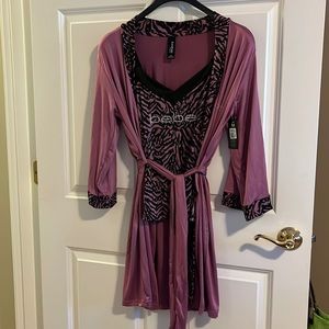 Bebe 3-piece Short and Robe Set - NWT, Med